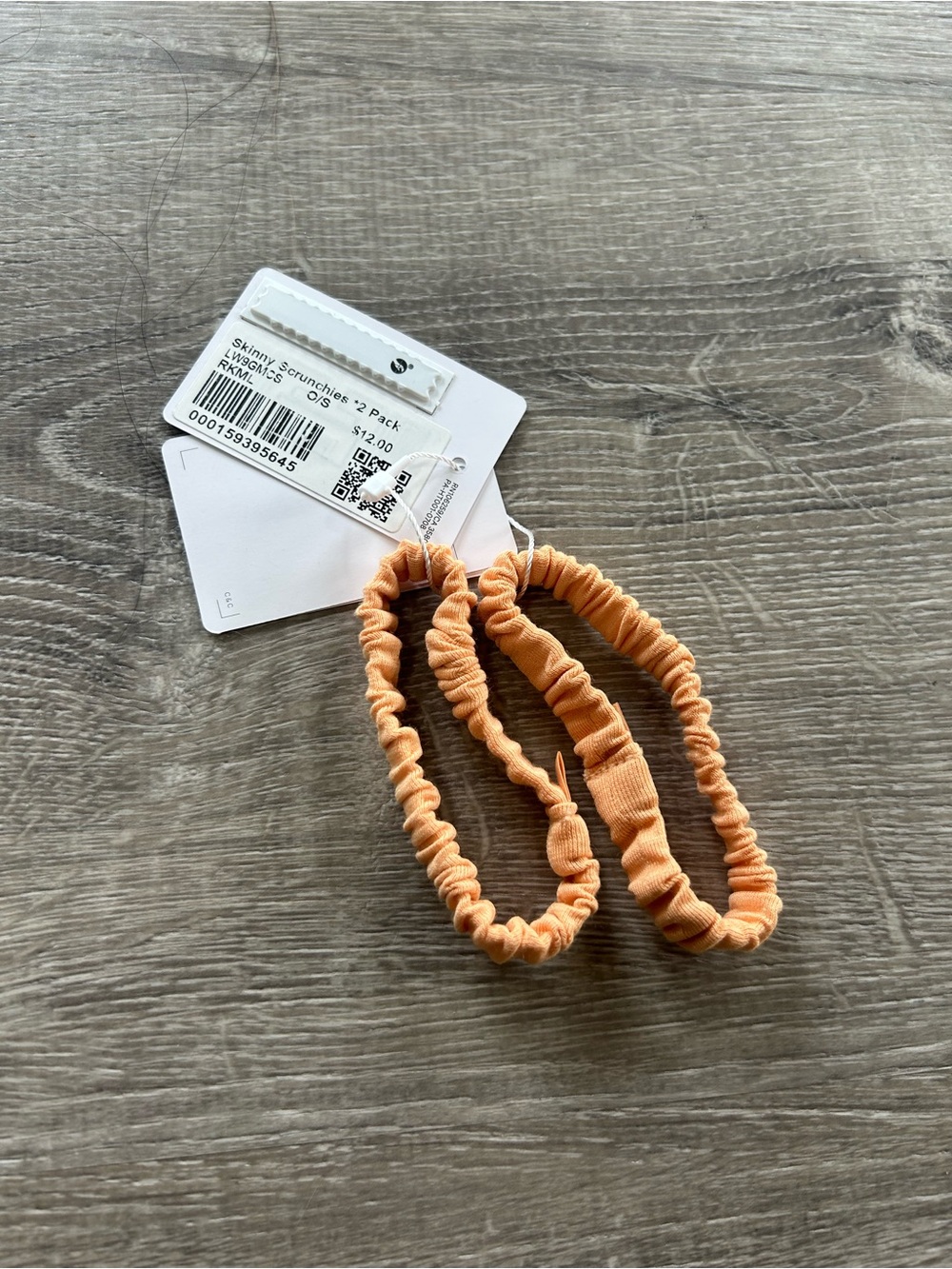 NWT Lululemon Skinny Elastic Scrunchie Hair Ties - Peach (2 Pack)